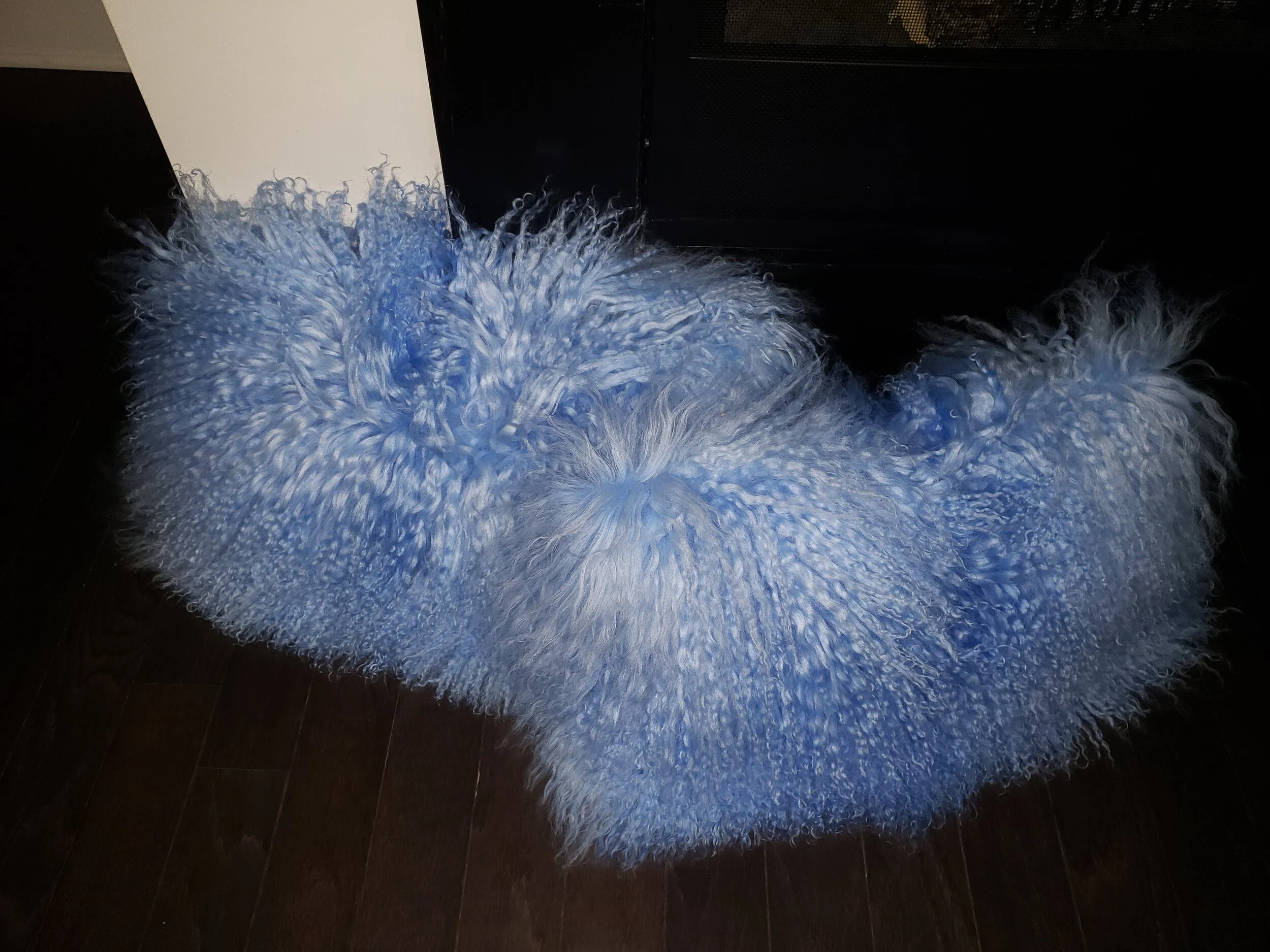 Mongolian Lamb Pillow Light Blue