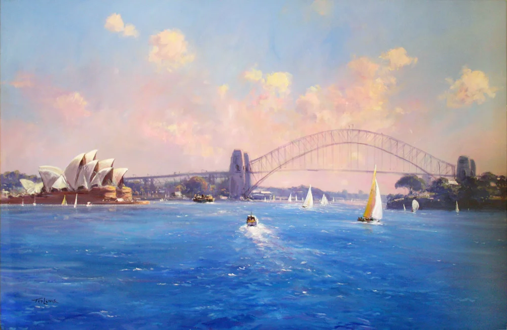 Ted Lewis Sydney Harbour Oil on canvas 160x260cm