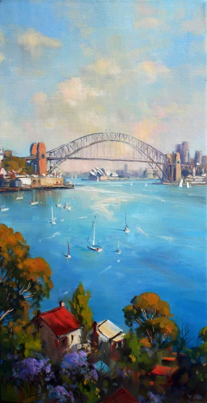 Ted Lewis
bridge from lavender bay
oil on canvas 31x61cm
#8843