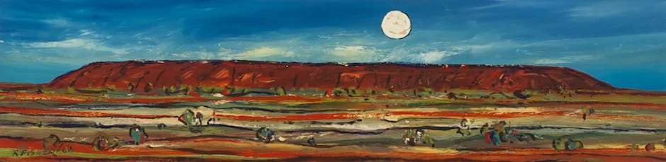 #5616 Robert Fisher Moonrise Mt Connor 38cm x 96cm 