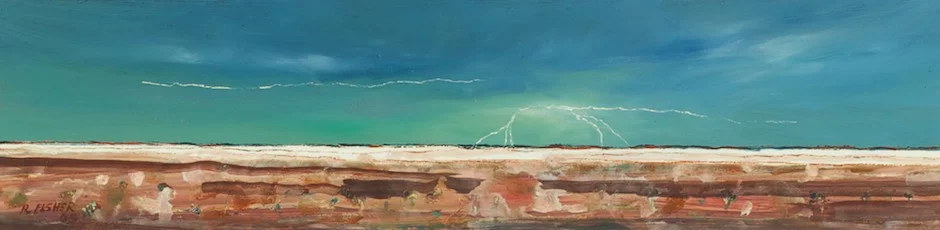 #5614 Robert Fisher Lightening Over Lake Eyre 38cm x 97cm 