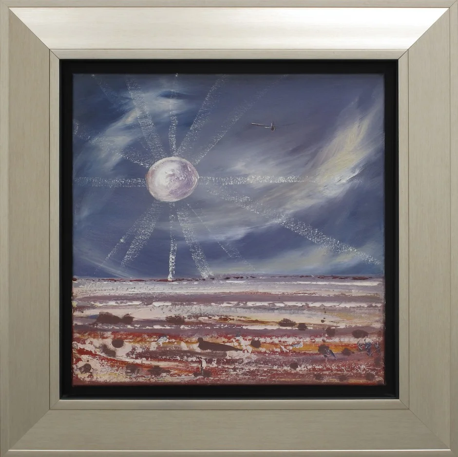 #9436 Robert Fisher Last Flight Lake Eyre Moon III 66cm x 66cm 