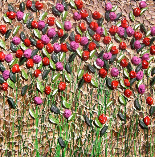 Blooms.120 x120cm. Mixed Media.