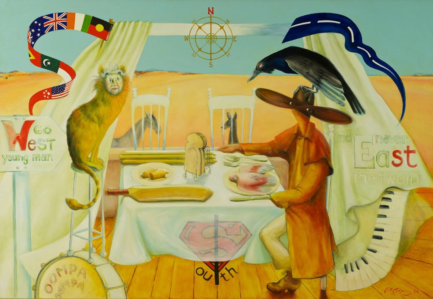 #8093. Frith Peters. All Points on the Compass. Acrylic on Canvas. 100cm x 145cm. Was $7900 Now $3780