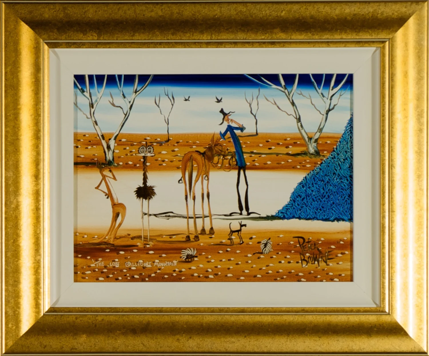 #9892. Peter Browne. The Lost Ballpoint Mountain. Oil on Canvas on Board. 51cm x 61cm Was $2800 Now $1800