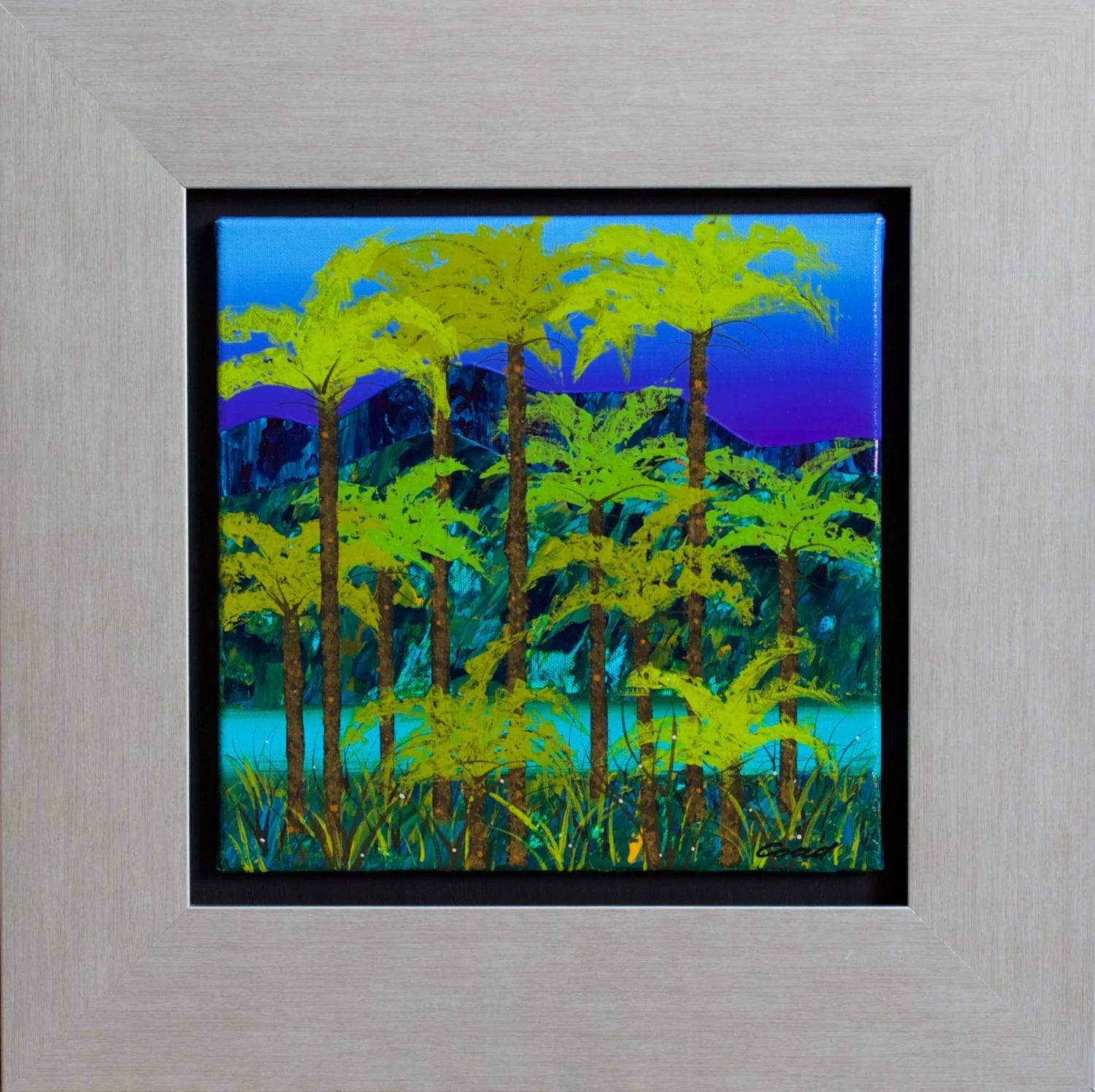 #14545 Peter Coad 'Tree Fern & Creek Bed Study Blue Mountains' Mixed Media 52 x 52 Was $2,900 Now $2240