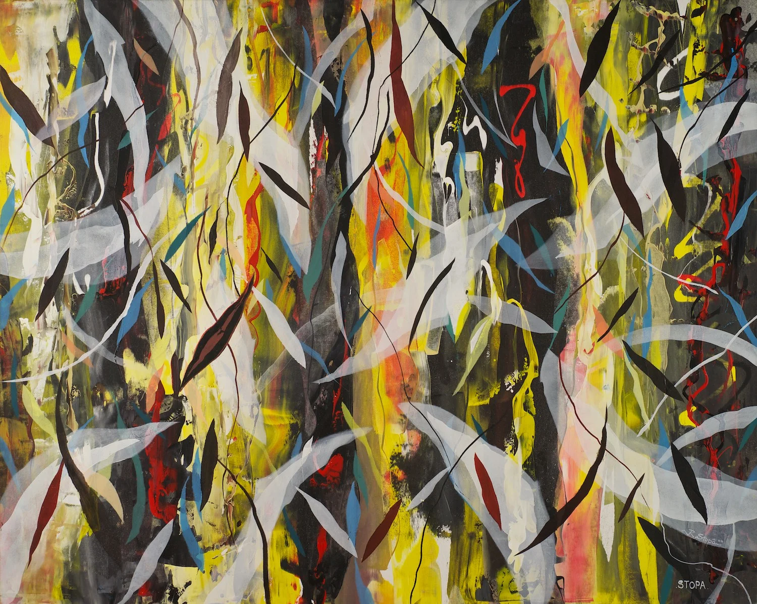 #12230. Robert Stopa. Leaves on Water - Autmun Series. 122cm x 152cm. Was $5800 Now $4400
