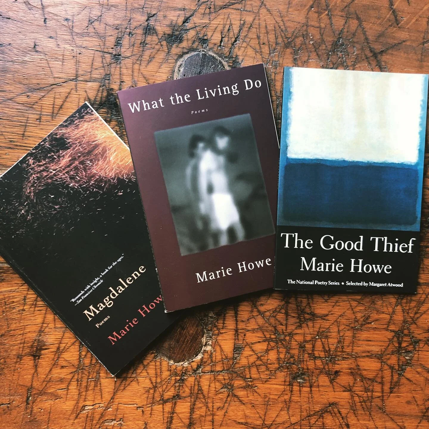 What books are on your bedside table? Revisiting some of my favorite poems in preparation for today&rsquo;s  Studio Visit with the great Marie Howe. ✨ if you haven&rsquo;t yet, last chance to sign up&mdash;link in bio.
