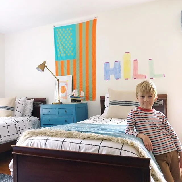 Hill added his version of graffiti to his room and I love it 💙 Guess we definitely know who&rsquo;s room it is 🤣 #kidsrooms #boysroom
