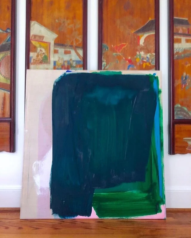 green thumb #abstractart #pinkandgreen #kikislaughter #colorblocks #oldandnew