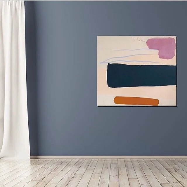 Loving how my painting stands out on this wall - thanks for finding it the perfect home @upstartmodern #abstractart #kikislaughter #artinplace #abstractlandscape