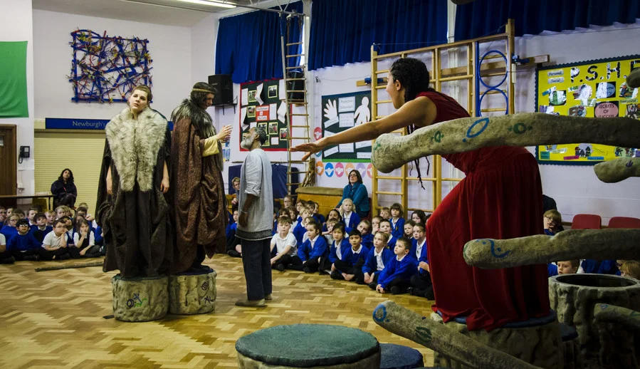 l-r, Alison Arnopp (Sebastienne), Laura Cairns (Alonsa) , Darren Raymond (Prospero) and Sarah Kameela Impey (Ariel)