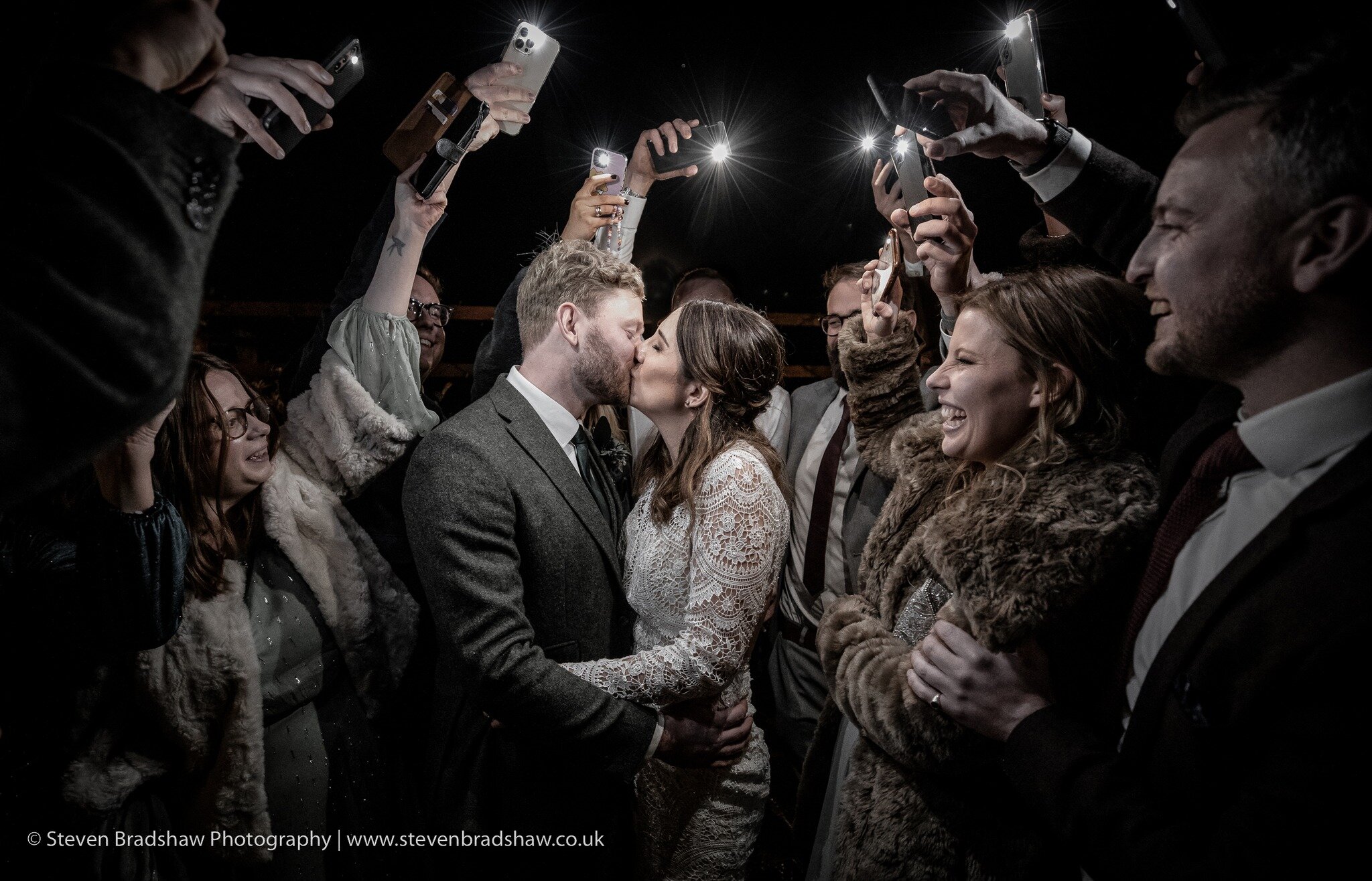 When there's no ambient light!!... Sally &amp; George illuminated by phone torches, my last picture taken in 2022! what an amazing day at The White Hart Inn - Weddings &amp; Functions in Alfreton. #lowlightphoto #lowlightphotography