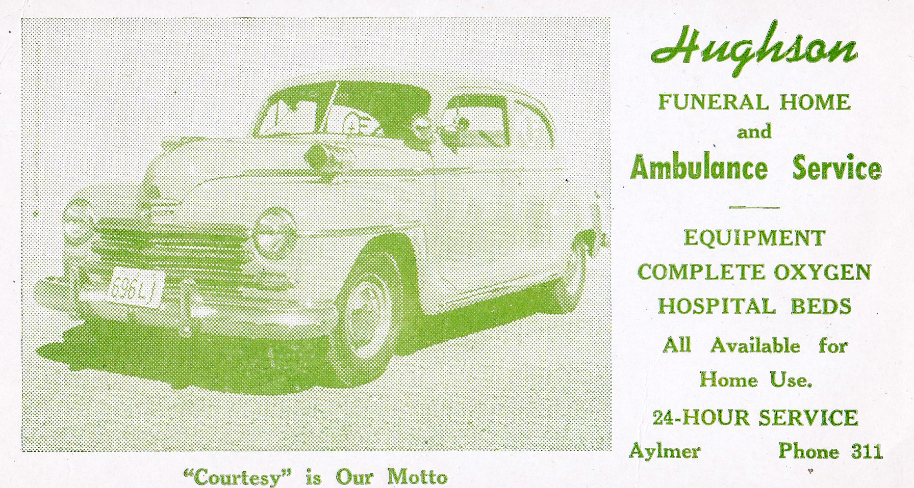 Prior to purchasing Williams Funeral Home in 1965, Gord and Joyce Hughson operated the funeral home and ambulance service in Aylmer Ontario.