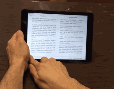 Turning an invented page on the iPad.
