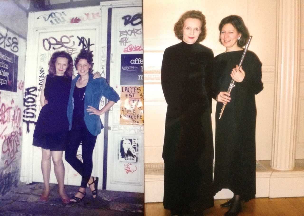 Kaija Saariaho and Camilla Hoitenga at a dance school in the Marais, Paris, early '90s, and at Carnegie Hall, 2003. Courtesy Camilla Hoitenga.