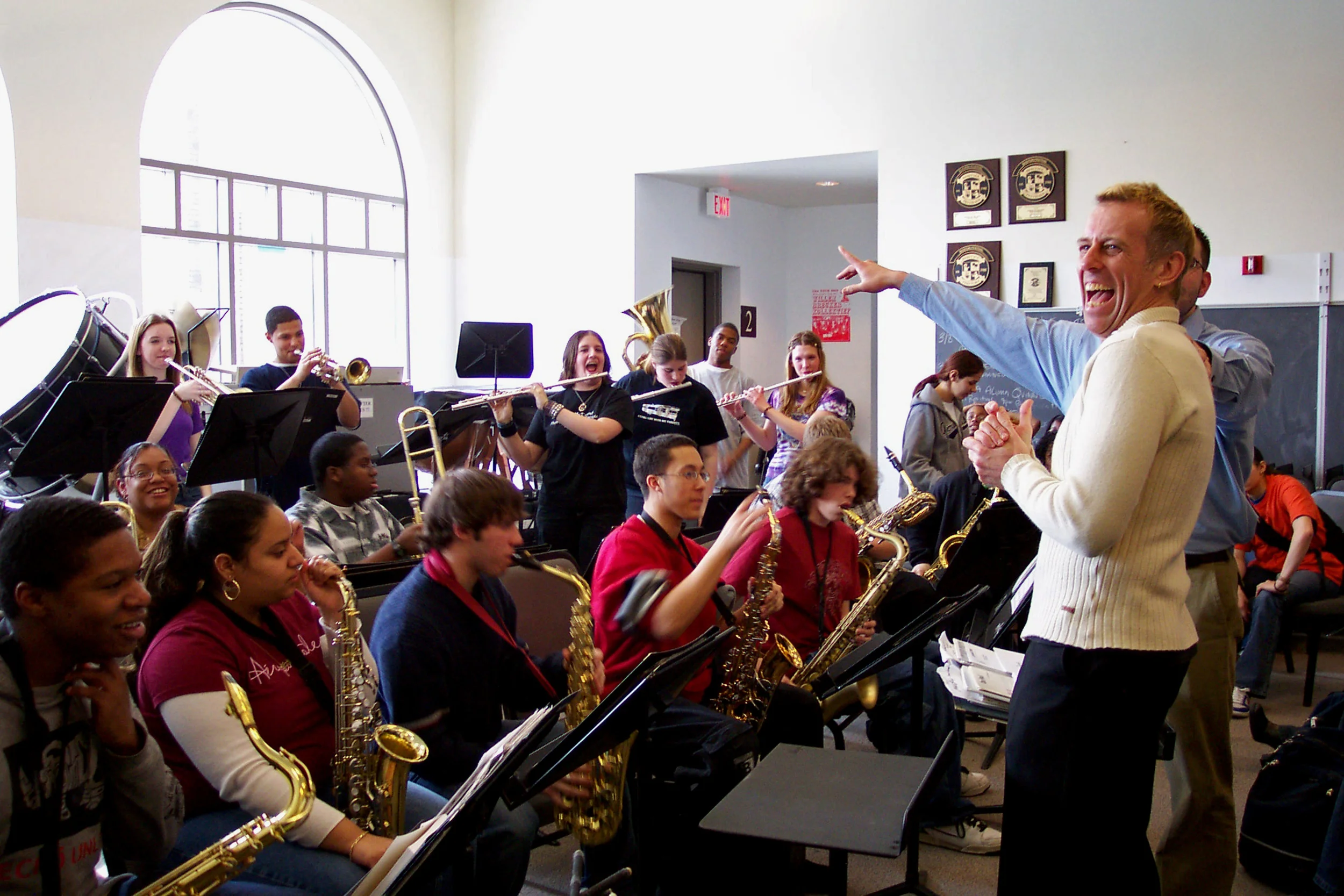 Locke leading a workshop at the School of the Arts in Rochester