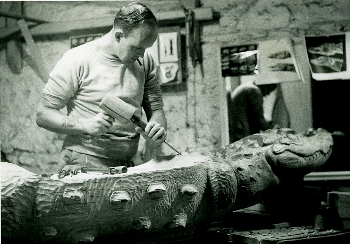 In the 1960s he had a studio in the basement of the Slade Ely House where he was the curator. A mallet and chisel where his main tools. A cigarette almost always dangles from his lips in early photographs.