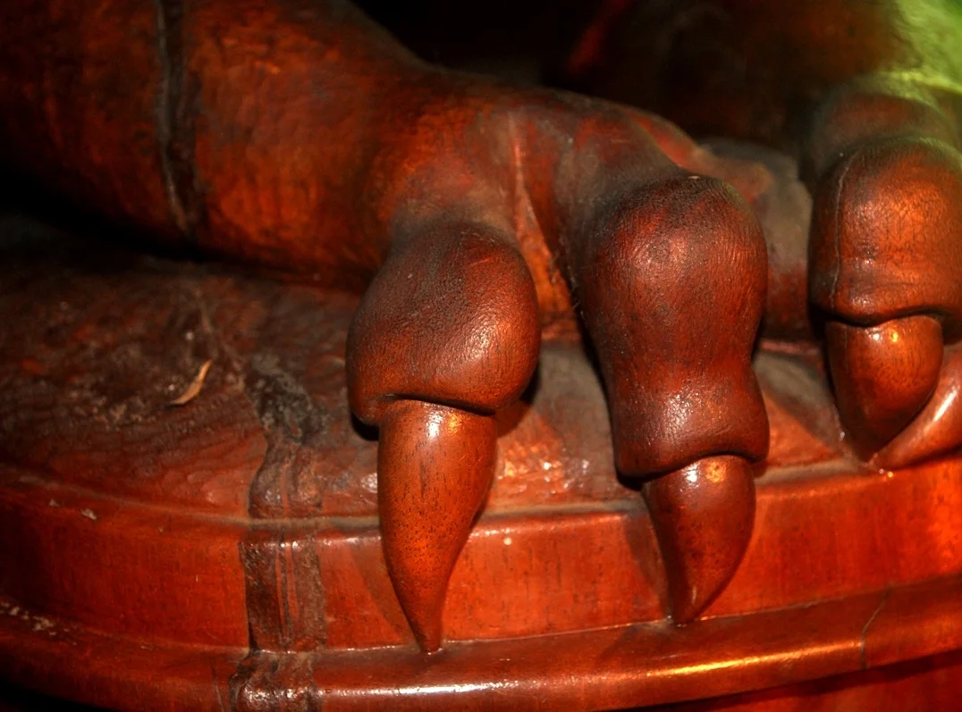 D.Duck’s magnificent talons perched on the trash-can above the Alabaster Egg.