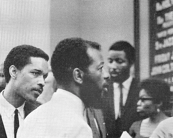 Billy Higgins & Ornette Coleman at the funeral of John Coltrane