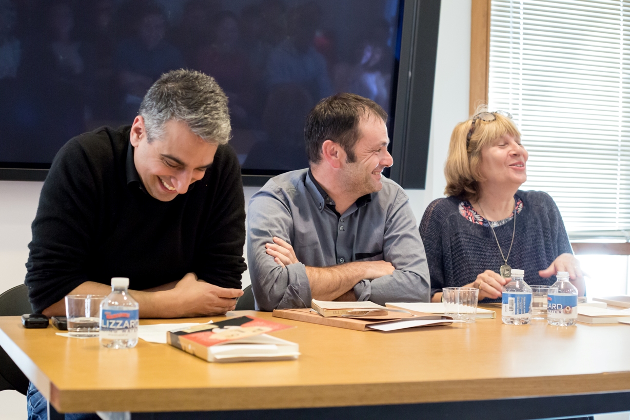 Left to right: Daniel Medin, Éric Chevillard, and Alyson Waters at Yale University