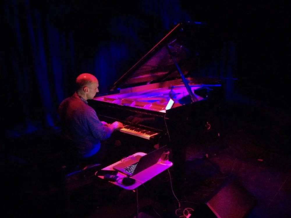 Hans Tutschku performs at Rice University. Photo courtesy Kurt Stallmann.
