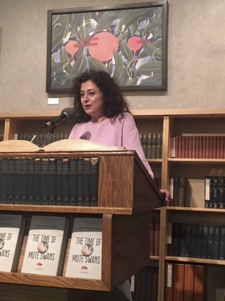 Ece Temelkuran reading at Powells City of Books, Portland, OR, in 2018.