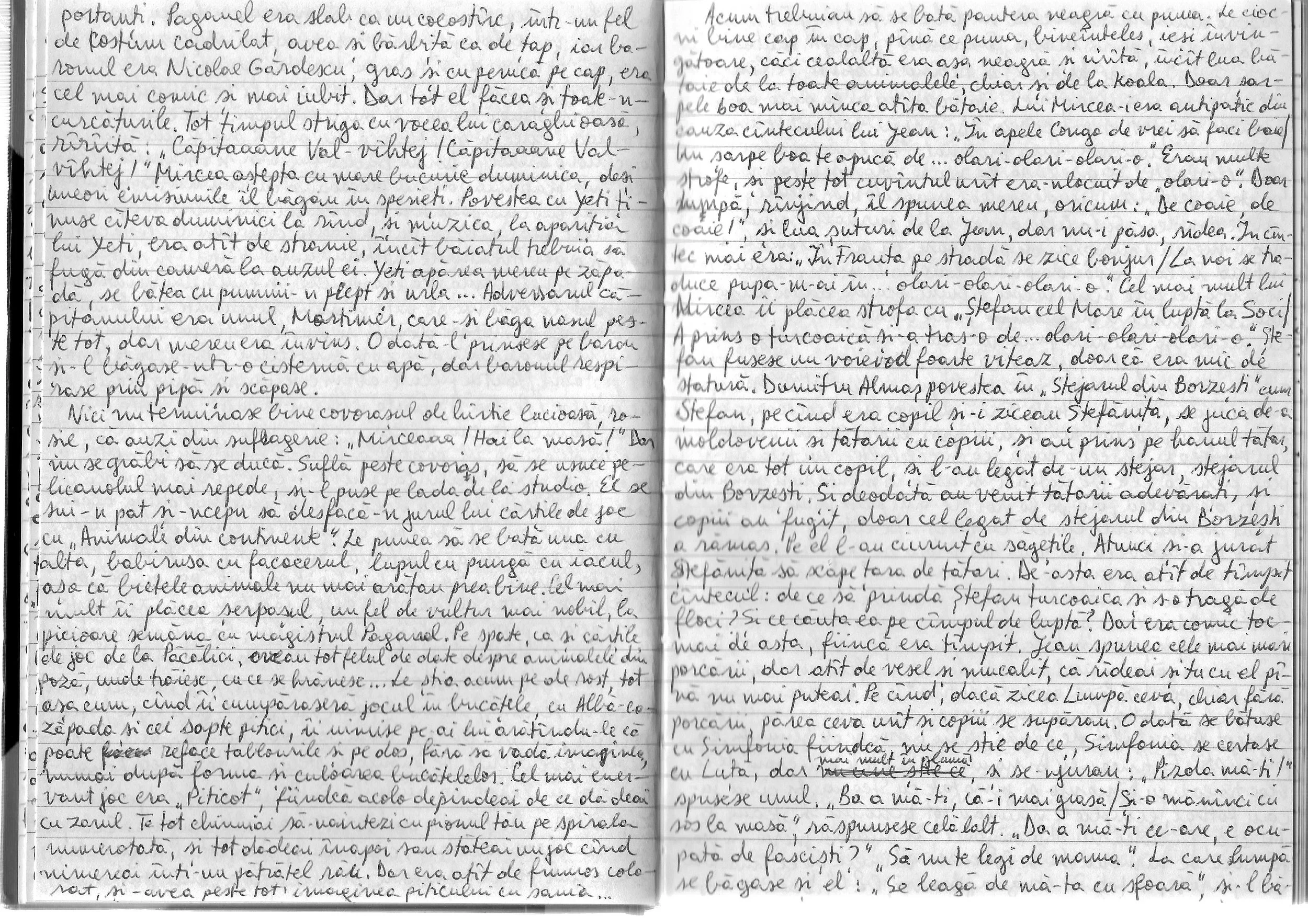 A manuscript page from the notebooks of Mircea Cărtărescu. Courtesy of the author.
