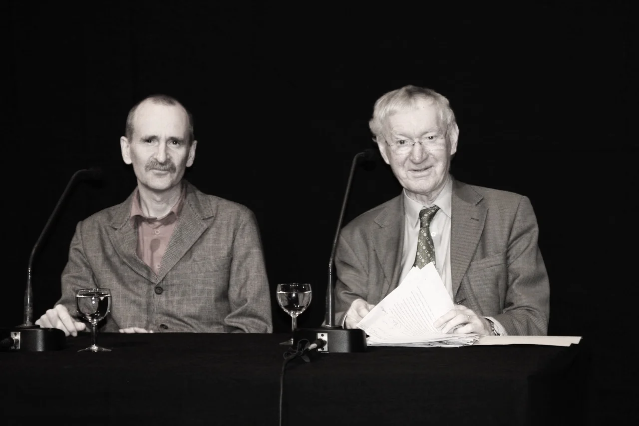 George Craig with Dan Gunn (L) at the Irish Cultural Centre in Paris for the launch of The Letters of Samuel Beckett vol. I, October 2009.