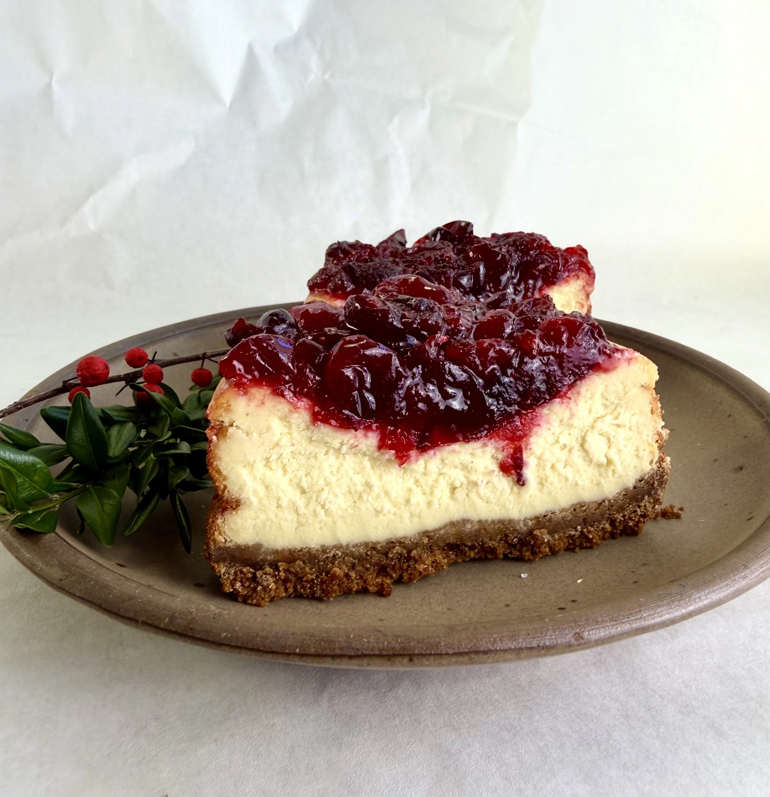 Ricotta Cheesecake with Cranberry Topping