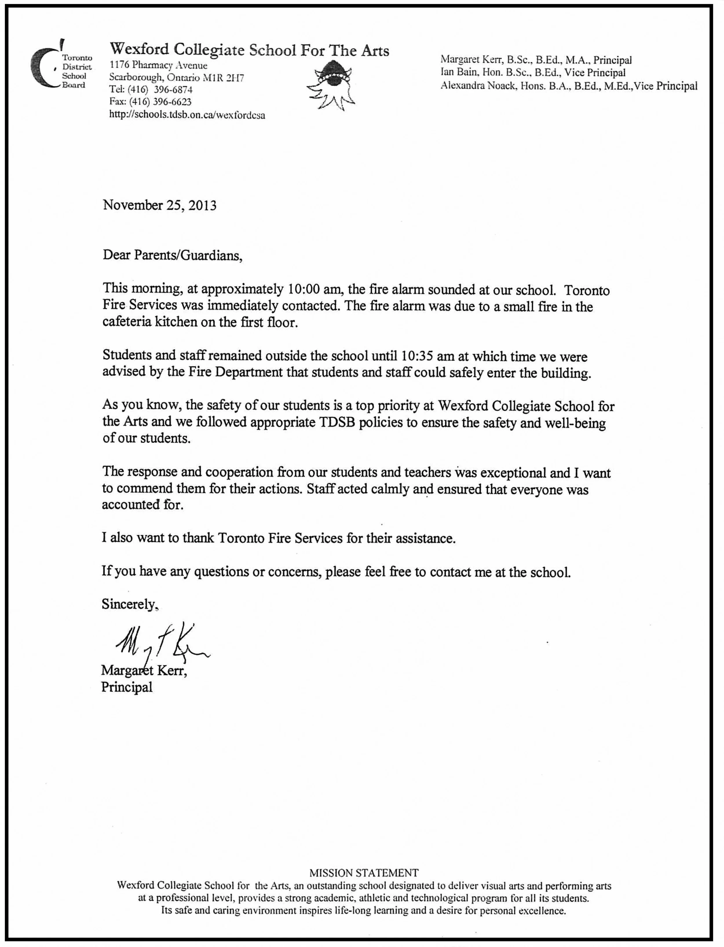 Wexford Letter from the Principal - Nov 25, 2013.jpg