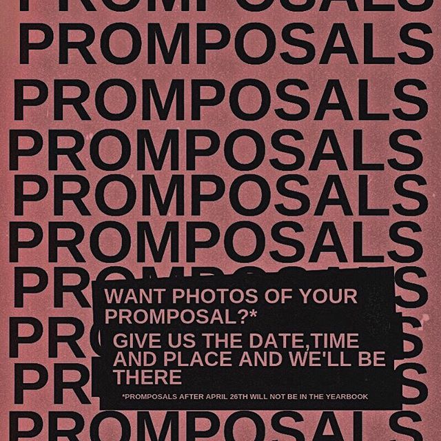 it&rsquo;s prom season! if you&rsquo;re planning on prom-posing to someone and want some photos, simply DM us the date, time and place and we&rsquo;ll send a yearbook photographer to capture the ~✨special moment✨~ just be sure to have your promposal 