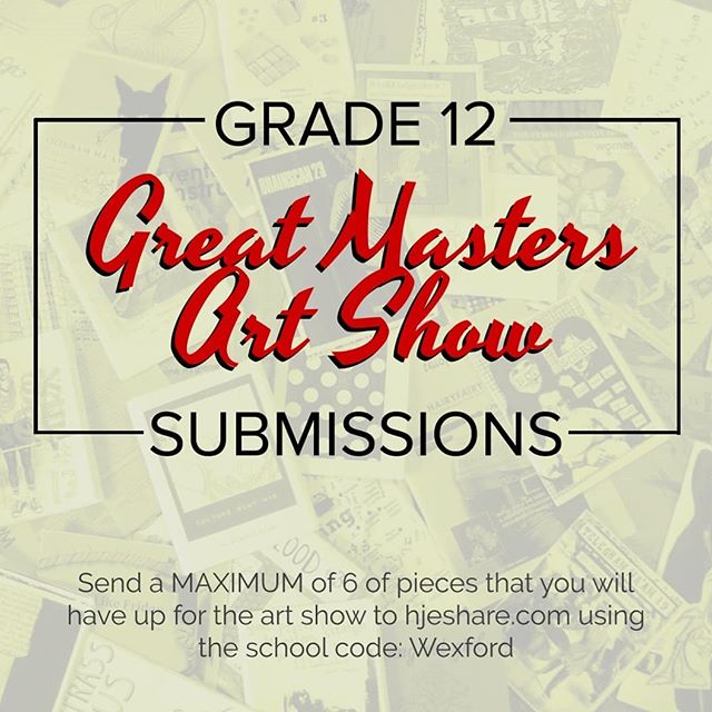 To all GRADE 12 VMA students: 
This year, the yearbook won't be able to reach the art show before we wrap up.  Nevertheless, we want to include your artwork!! &times;&times;
✨ Please send us UP TO 6 pieces that you will be displaying on your panel/fo