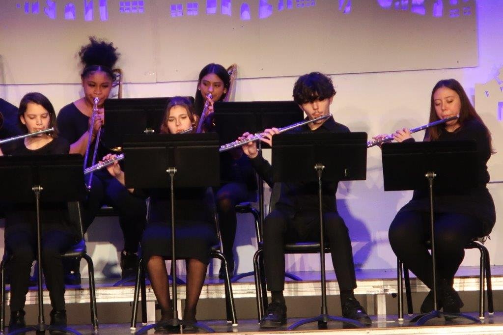  Senior Band musicians playing. 