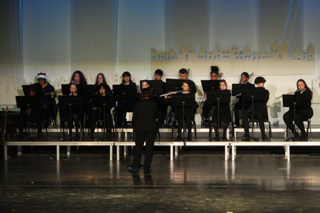  Senior band musicians playing. 