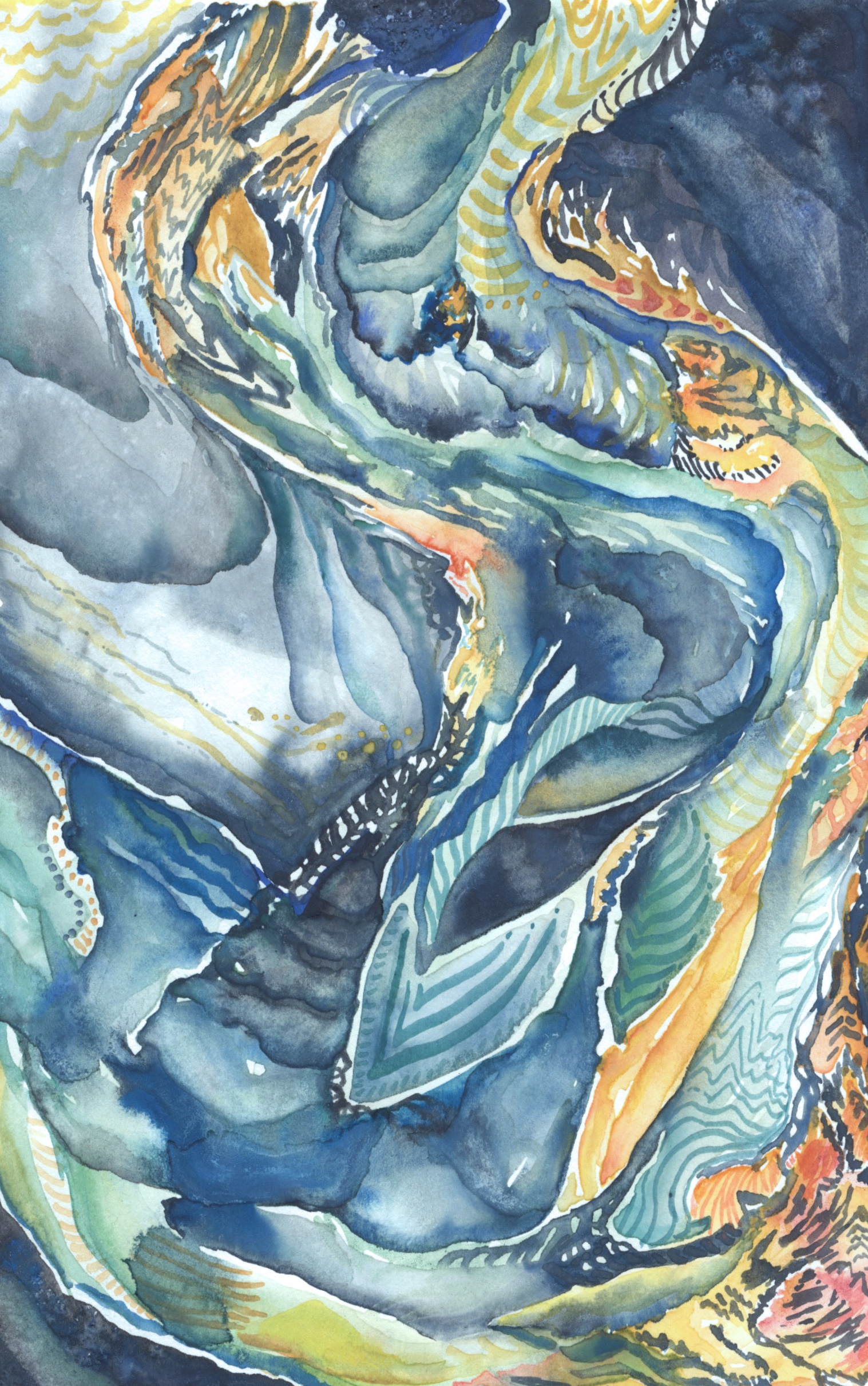 Delta I- Watercolor interpretation of an Icelandic River Delta