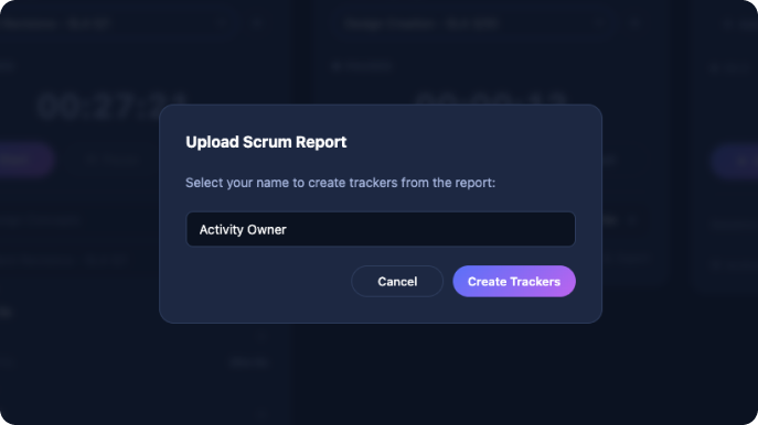 Time Tracking Dashboard Scrum Upload