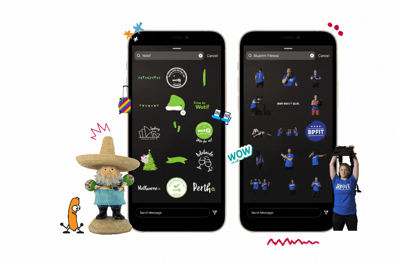  Using the Giphy platform, the stickers are available to any Instagram, Facebook, and Snapchat user. 