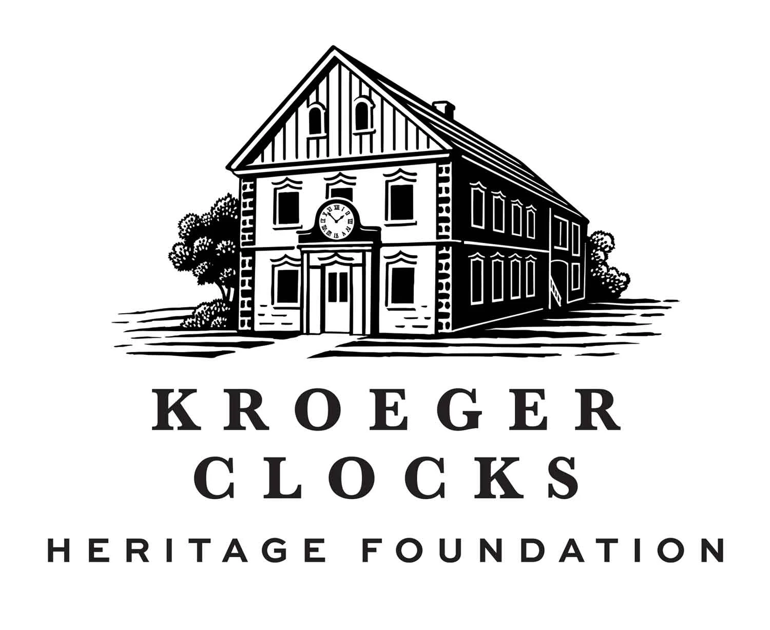 The Kroeger Clocks Heritage Foundation logo is based on the original Kroeger Clock and Motor Works factory, circa 1910.