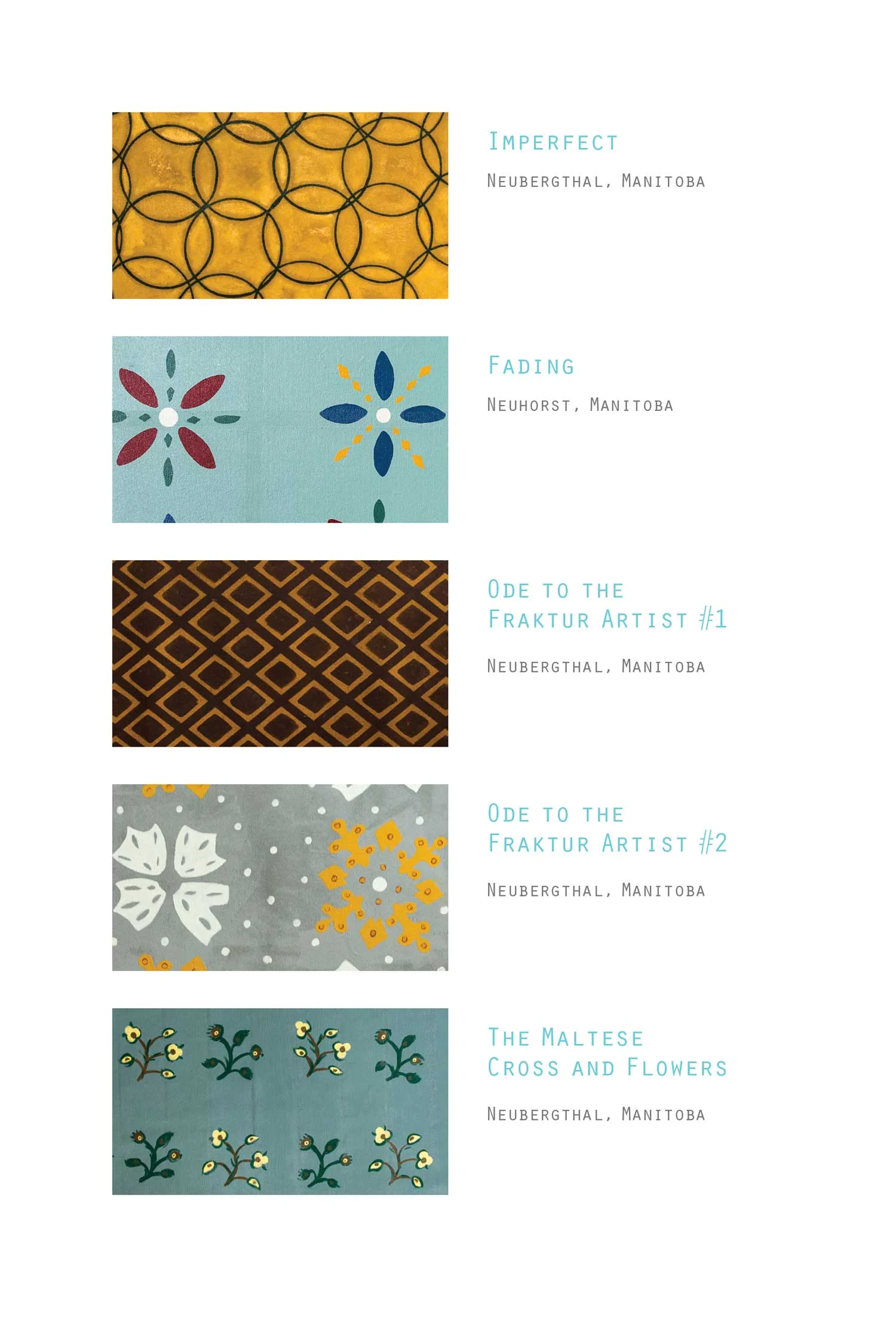 Each floor pattern is featured at the back of the book information on the origins of the pattern.