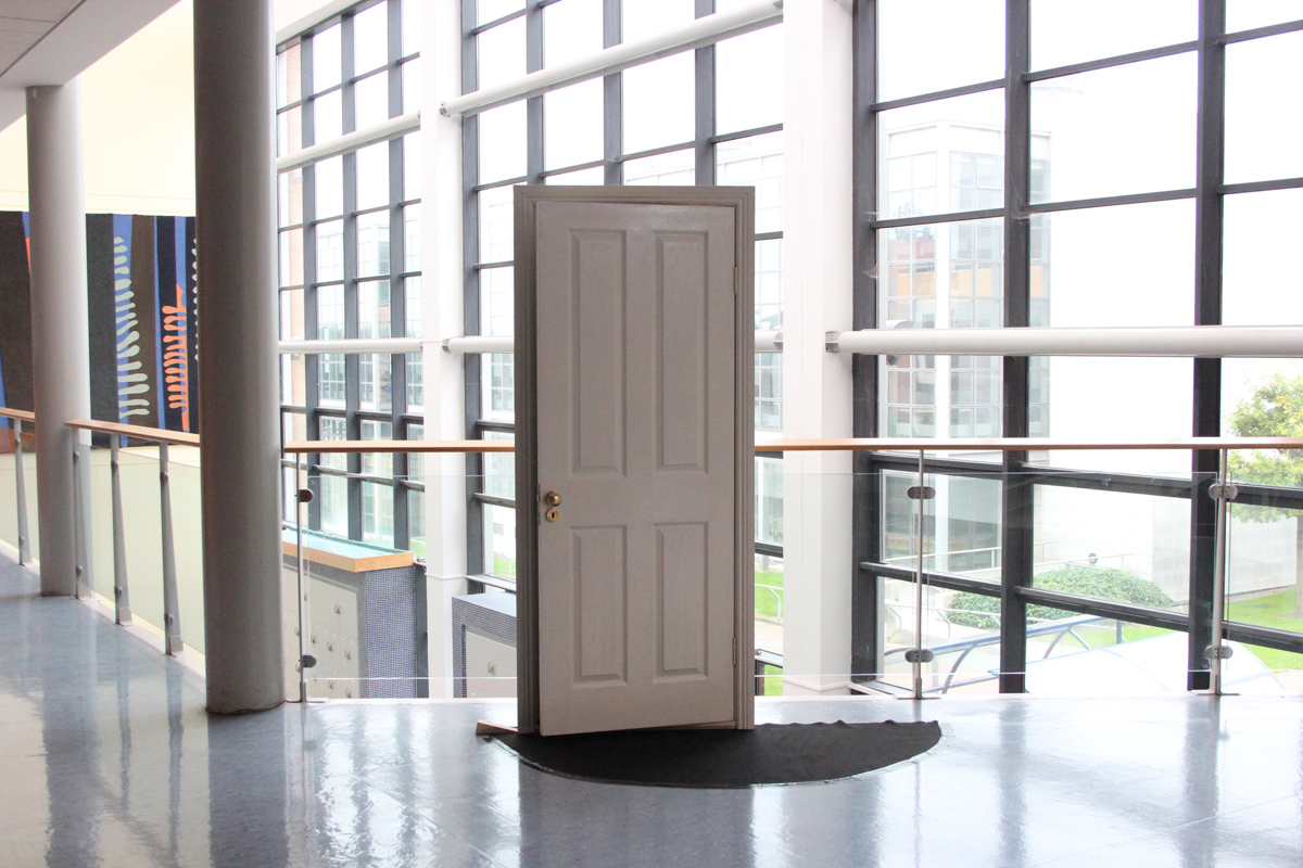 A door that shouldn't be there on the first floor landing of the science building in DCU.
