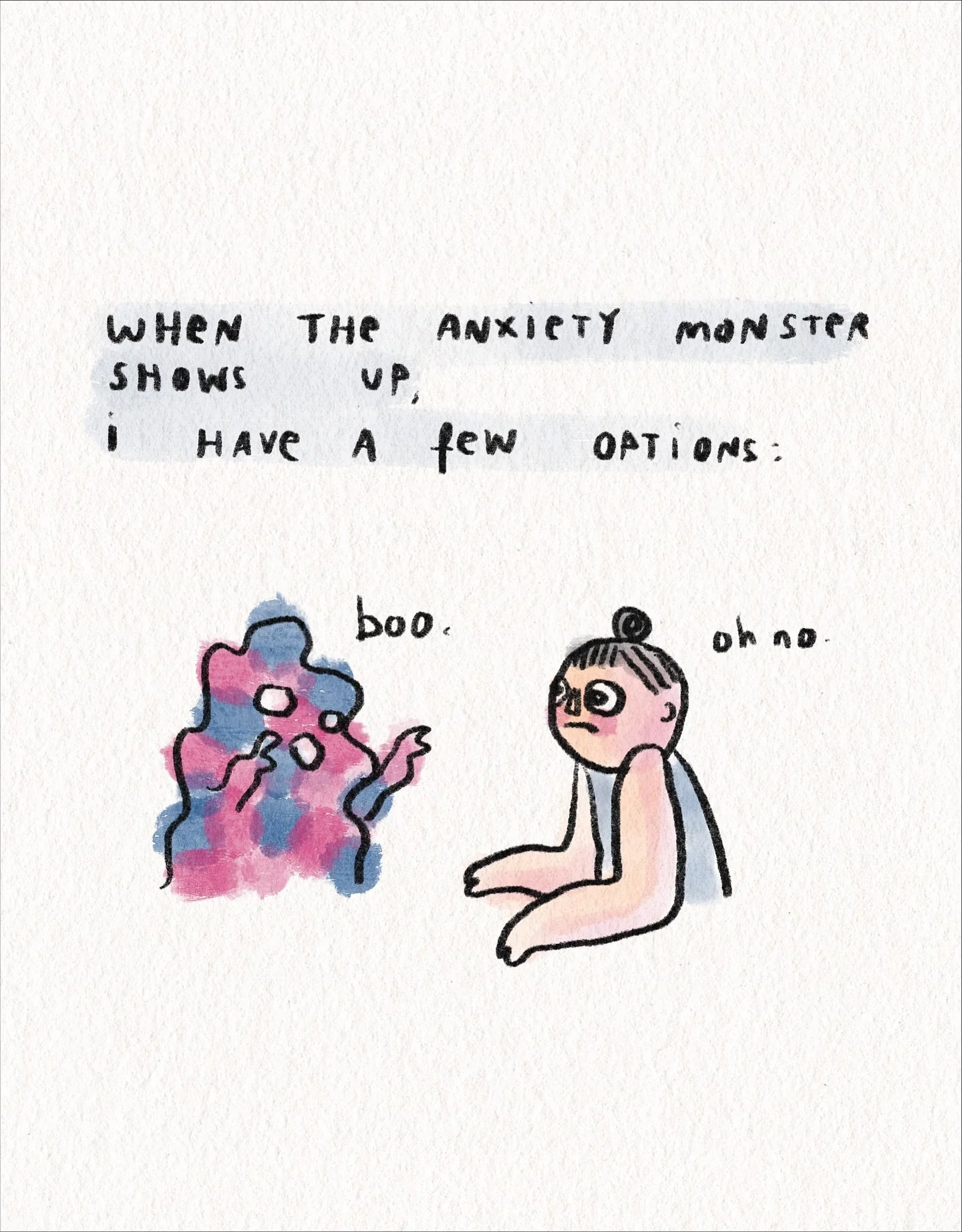 👹 The Anxiety Monster! 👹⁣
⁣
Like every emotion, this one does best when we listen to it.⁣
When we take its hand and say, &lsquo;I hear you!&rsquo;⁣
⁣
It also responds well to nurture:⁣
A long walk, some time outdoors, a nice cup of tea, a talk with