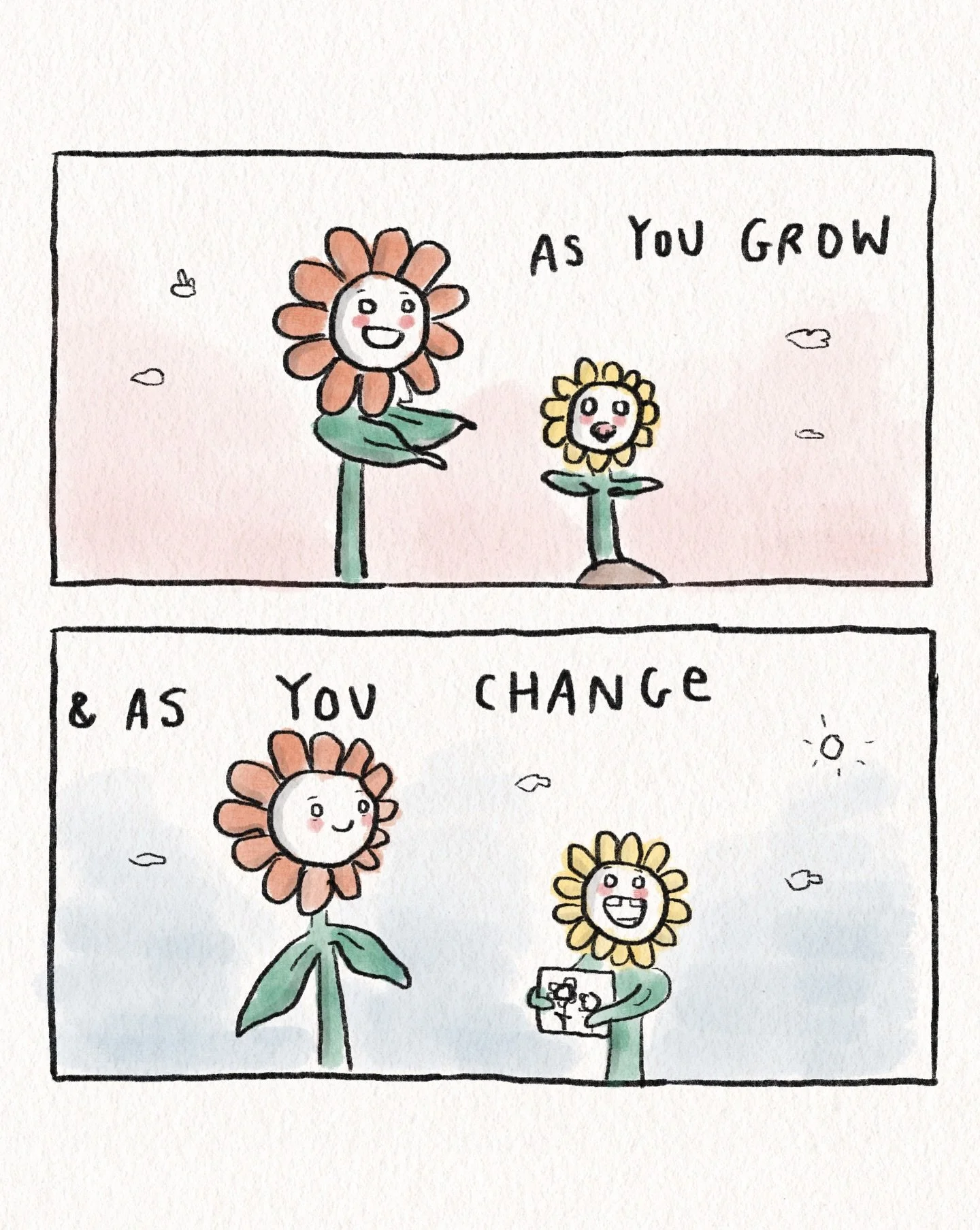 For always. 🌼⁣
⁣
I drew this comic a few years ago when my father started losing his memory. Now, a few years on, I get to walk with him still, as he shifts and changes.⁣
⁣
It is not easy, but I take comfort in the fact that it is a privilege for an