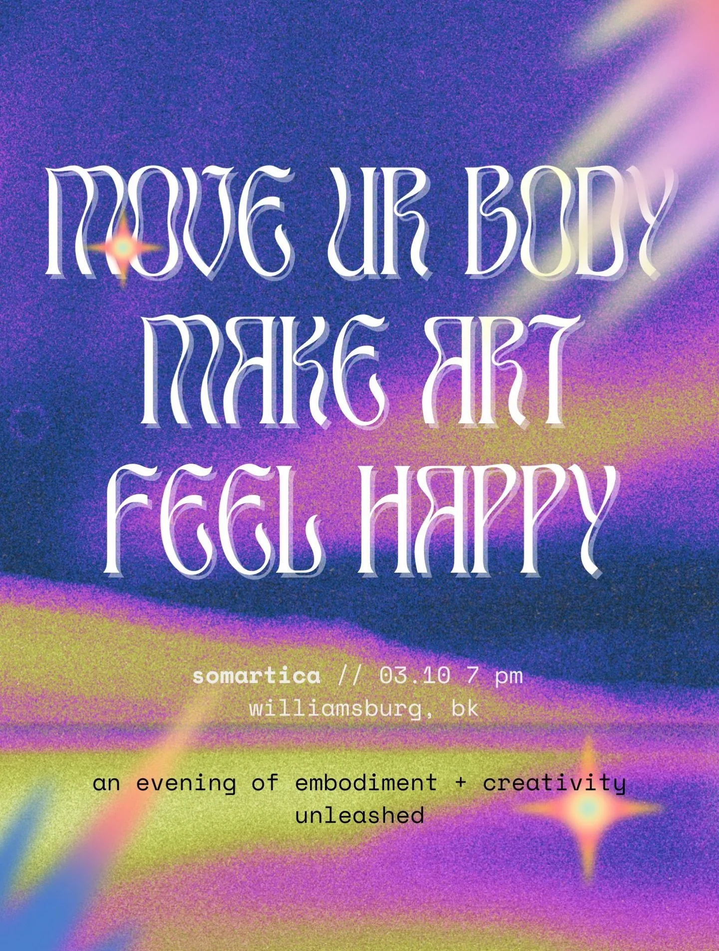 Are you ready to 𝘱𝘭𝘢𝘺?!? 🤸🏽&zwj;♀️⁣
⁣
𝗦𝗼𝗺𝗮𝗿𝘁𝗶𝗰𝗮 is your permission slip to do just that, bbs.⁣
⁣
Somartica (Somatics + Art) is a joy filled evening of intuitive movement (dance party, anyone?!), expressive creativity, &amp; playful tog