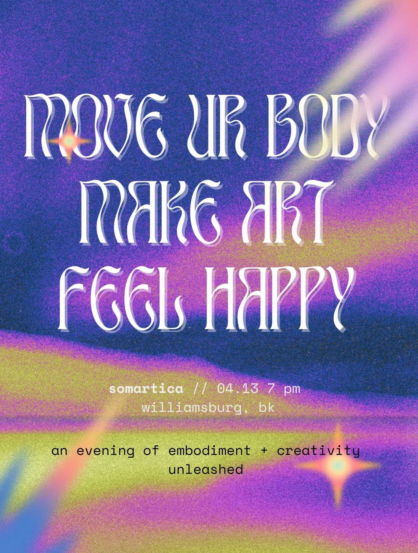 When was the last time you felt 𝘧𝘳𝘦𝘦?⁣
⁣
Join us for 𝗦𝗼𝗺𝗮𝗿𝘁𝗶𝗰𝗮 - ⁣
An evening to let your inner child run wild again. 😛⁣
⁣
📆 Monday, April 13⁣
⏰ 7 pm⁣
📍 Reforesters, Bk⁣
⁣
Think of this as a playground for your 𝘀𝗼𝘂𝗹.⁣
Through soma