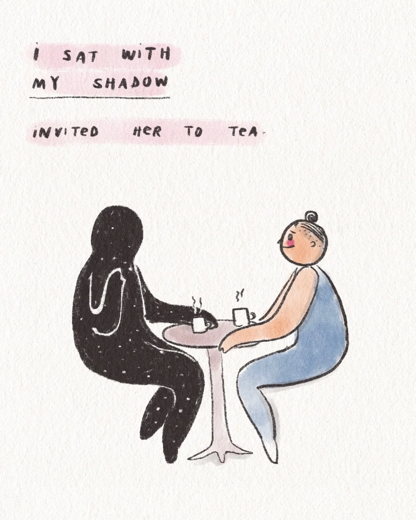 Hello, shadow! 🌚⁣
⁣
Listen - we all have less than savory parts, ⁣
Parts we&rsquo;d rather not look at, grimace at, find frustrating.⁣
⁣
The real magic isn&rsquo;t pushing them away (what we resist - persists!) -⁣
It&rsquo;s letting them in.⁣
Gettin