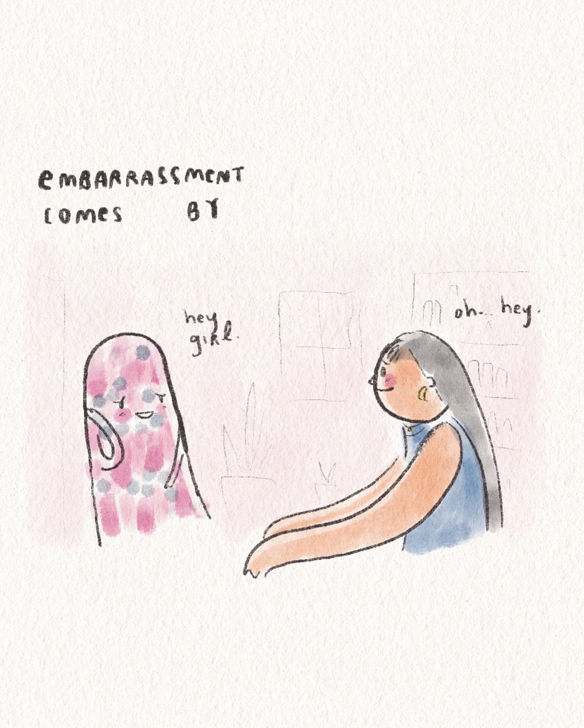 🤭 Embarrassment! ⁣
⁣
What an interesting visitor this one is.⁣
So often trying to protect us,⁣
But then overstaying her welcome, at times.⁣
⁣
I find that embarrassment is sometimes just the byproduct of living a big life!⁣
And usually passes, in som