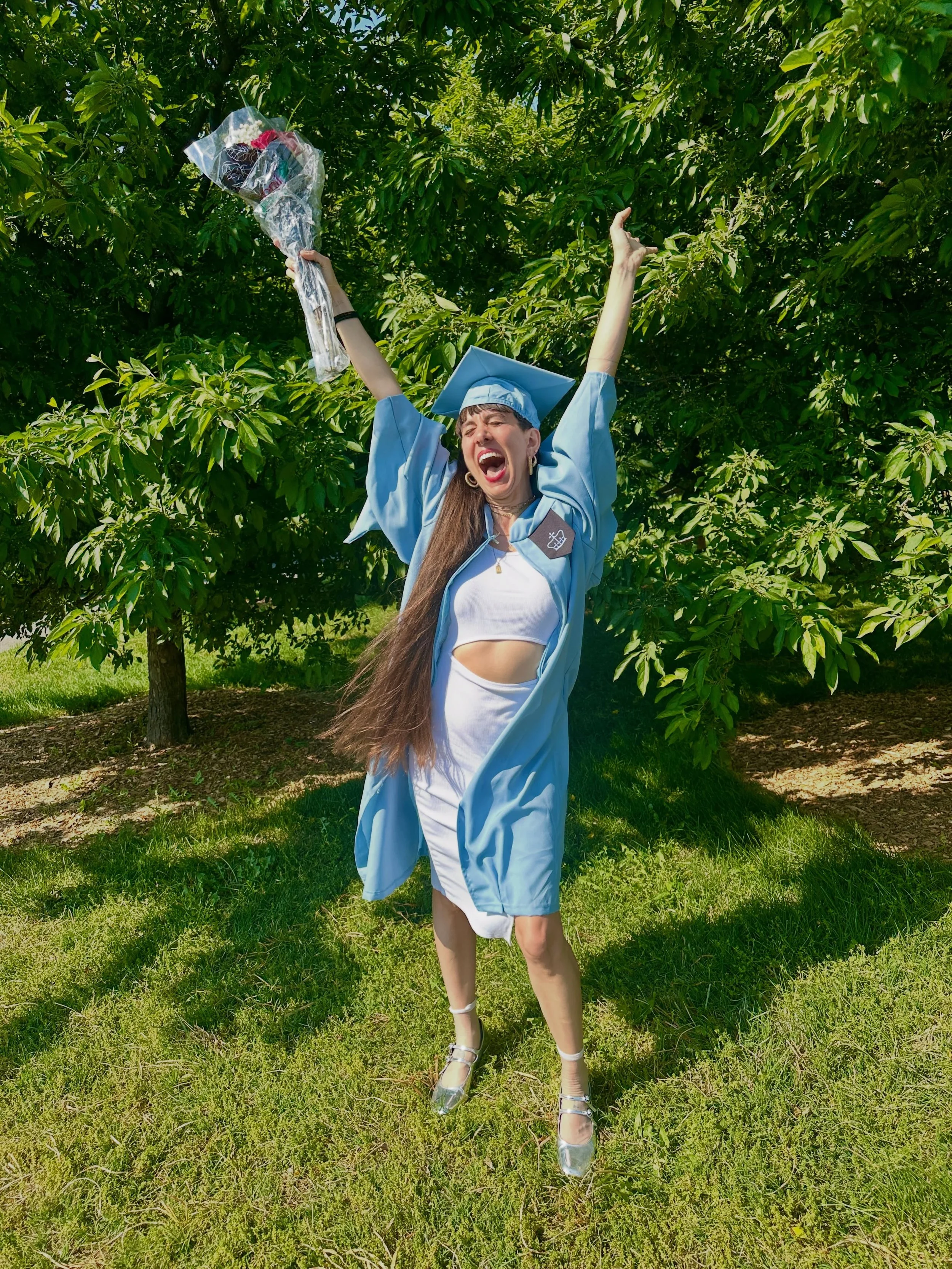 I'm a MASTER. 👩🏻&zwj;🎓⁣
⁣
... and I ran a half marathon! 🏃🏽&zwj;♀️ ⁣
⁣
Yesterday, I received my M.A. in psychology - spiritual psychology, specifically - from @columbia .⁣
⁣
I wore my grandmothers earrings as I walked. My grandmother, Mohtaram K