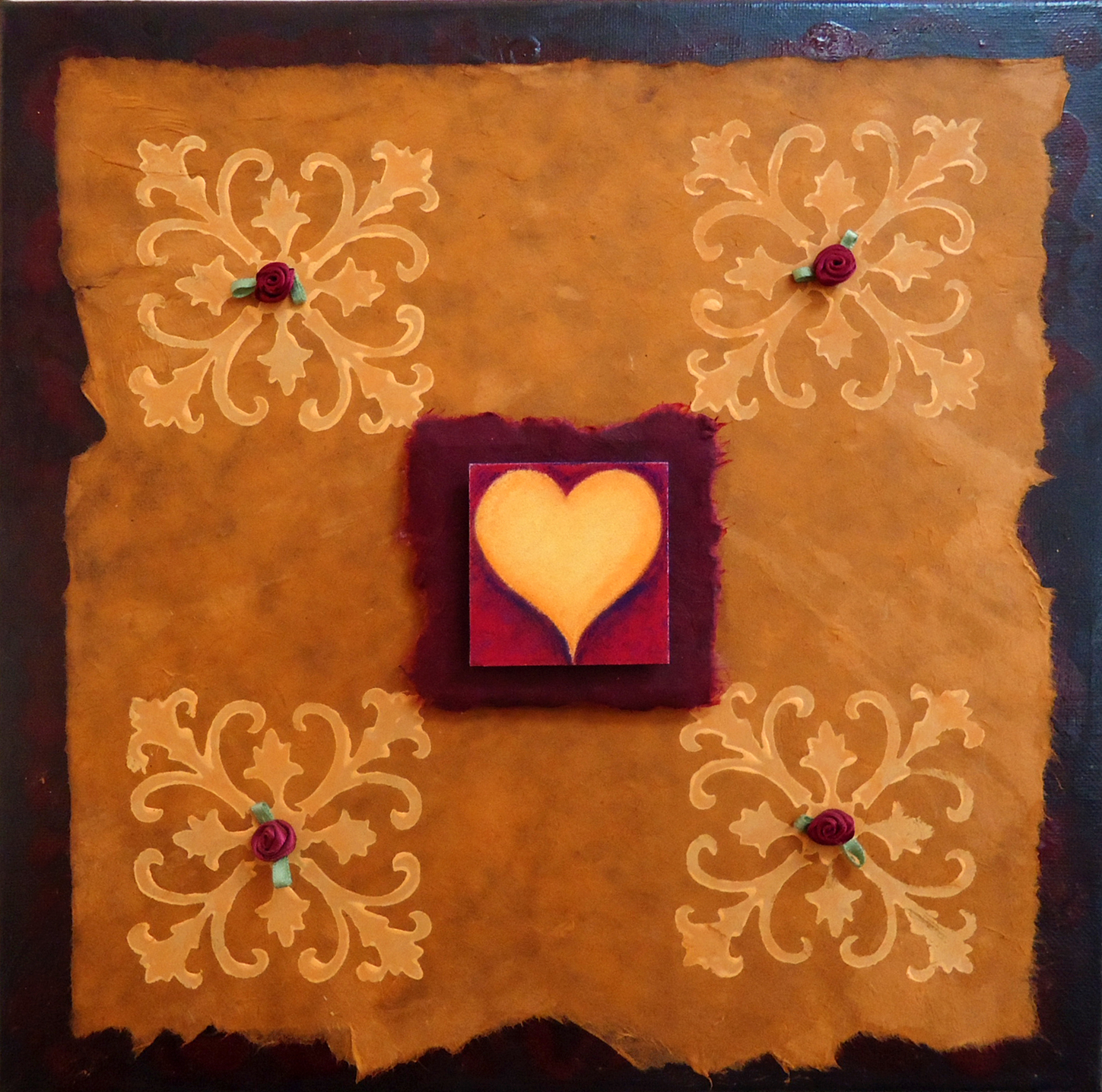 "Love All Around" mixed media, 12"x12"