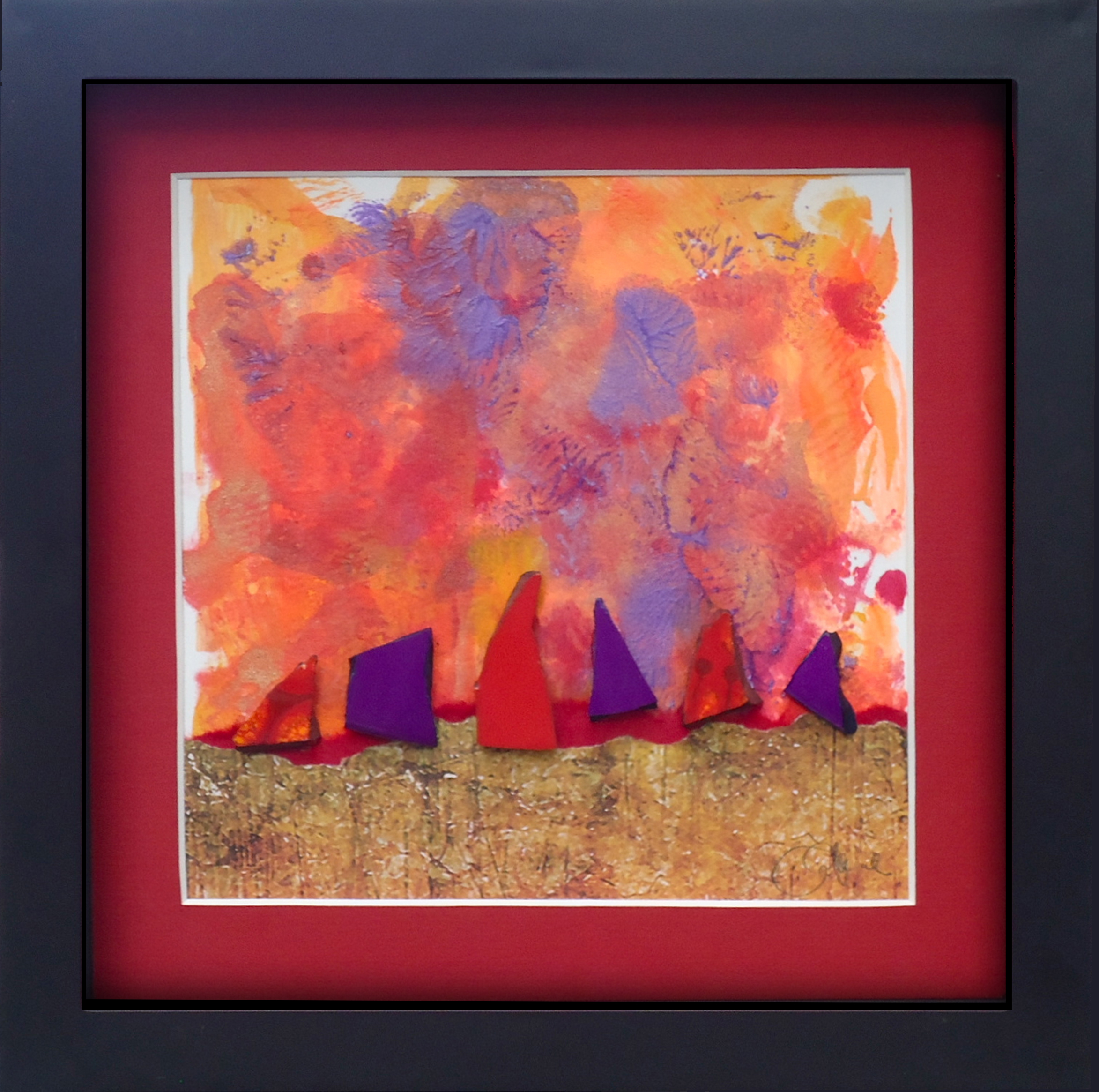 "Regatta" framed monoprint, 8"x8" AVAILABLE / $75